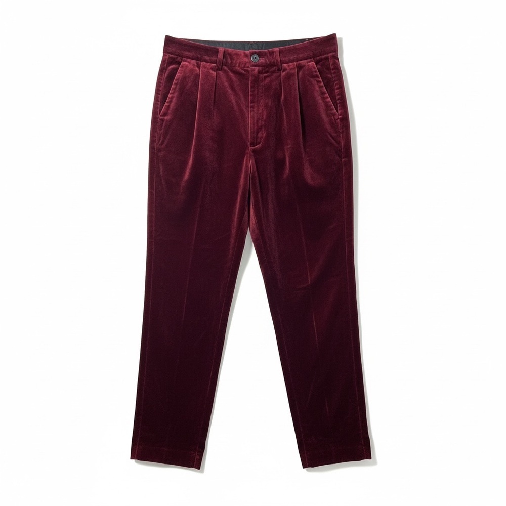 The Kooples Burgundy Velvet Slim Pants Trousers Size 38 NWT - Picture 2 of 12